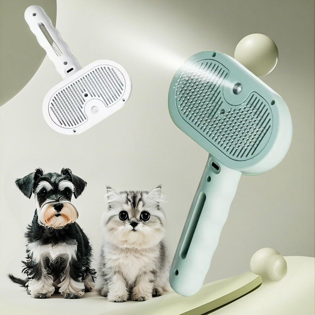 MistEase Pro deshedding brush — less pet hair at home