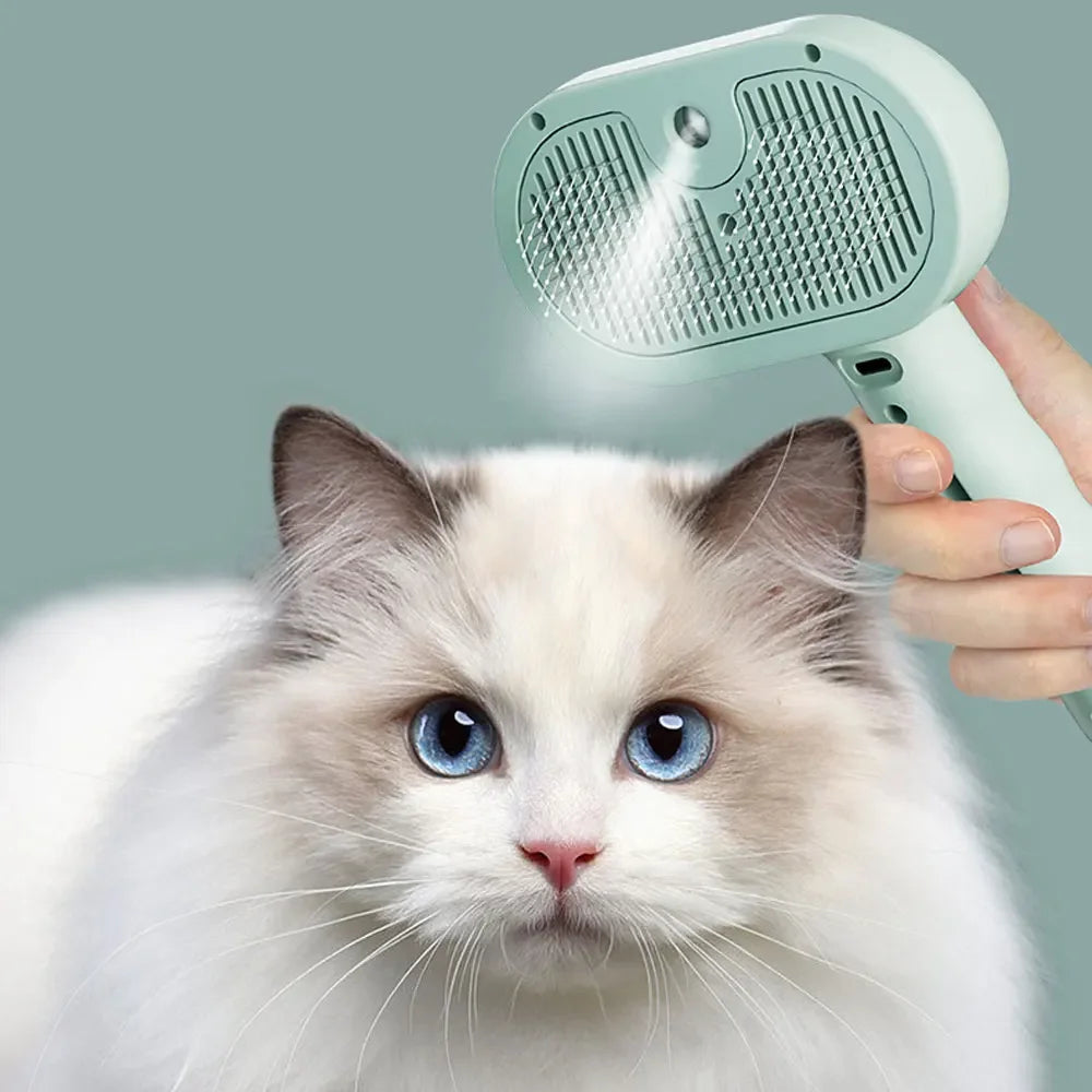 MistEase Pro deshedding brush — less pet hair at home